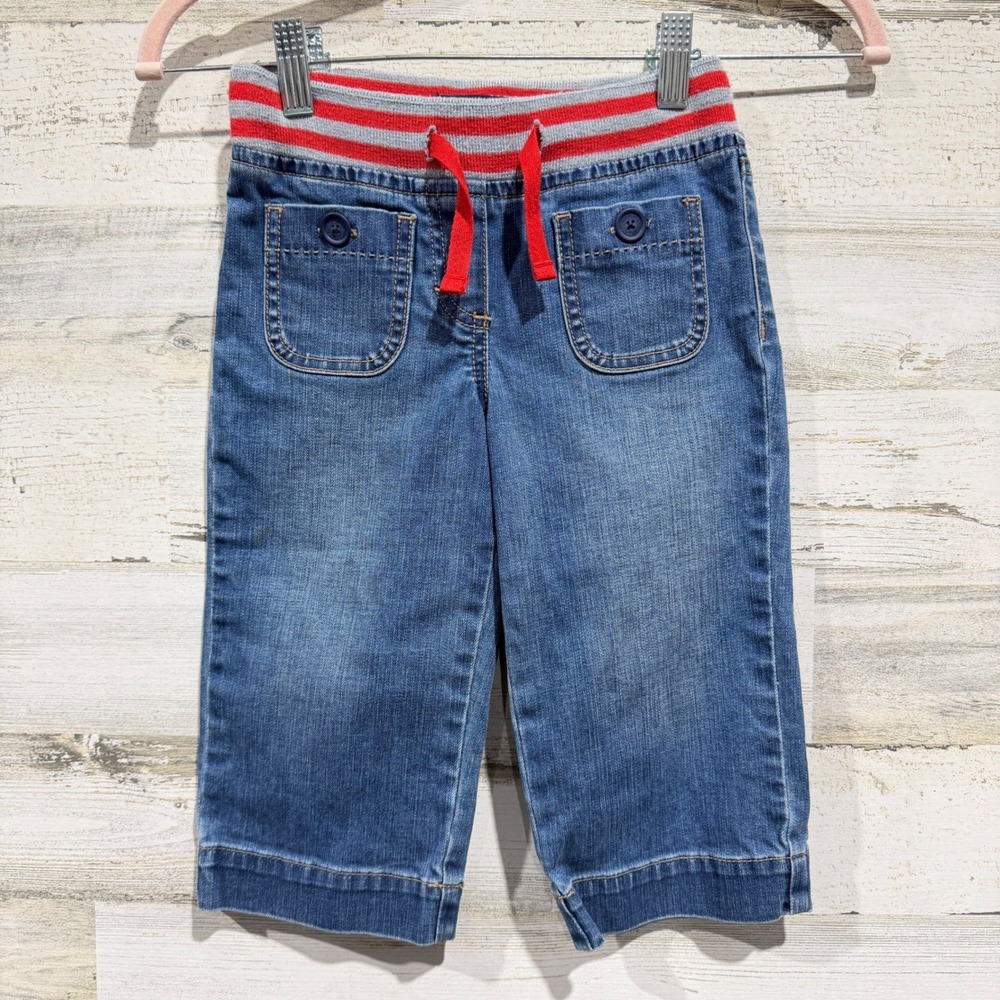 Mini Boden Denim Pants Kids 6Y Blue Striped Waist Casual Preppy EUC